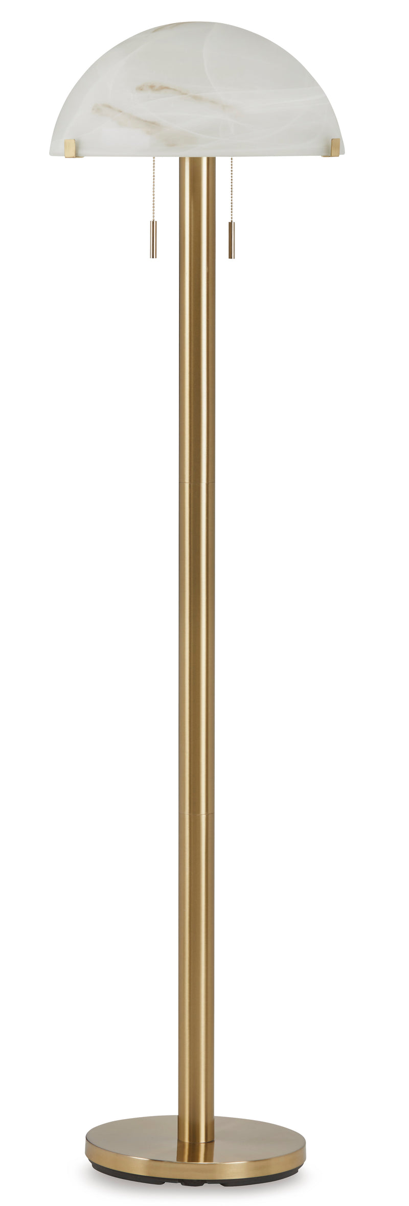 Brass-Tone Metal Floor Lamp with Glass Dome Shade