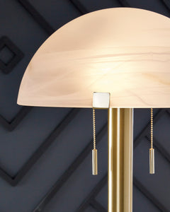 Brass-Tone Metal Floor Lamp with Glass Dome Shade - shade detail - 5