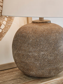 Antiqued Brown and White Metal Table Lamp - base detail - 3