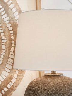 Antiqued Brown and White Metal Table Lamp - shade detail - 5