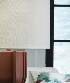 Sculpted Brick Red Metal Table Lamp with Drum Shade - shade detail - 5