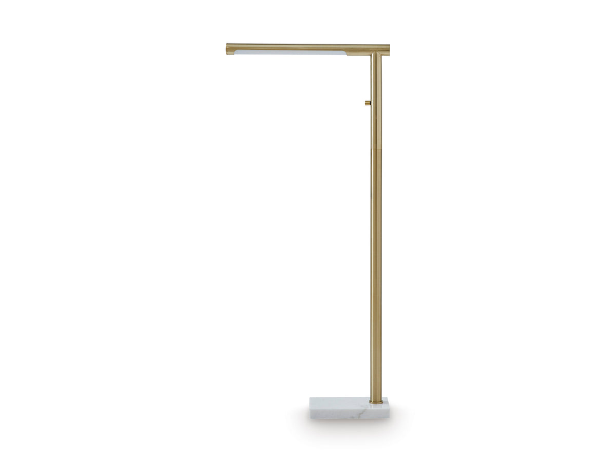 Goldtone LED Floor Lamp with White Marble Base - complete lamp