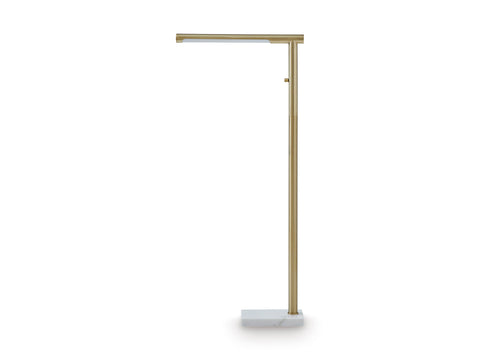 Goldtone LED Floor Lamp with White Marble Base