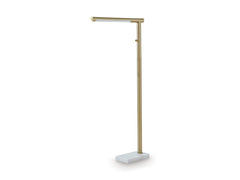 Goldtone LED Floor Lamp with White Marble Base - alternate complete view - 3