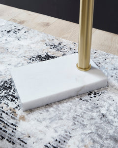 Goldtone LED Floor Lamp with White Marble Base - marble base detail - 4