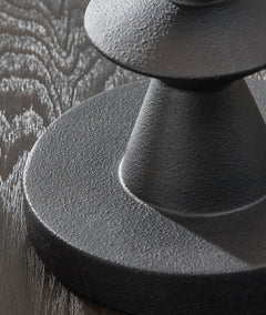 Tall Black Geometric Buffet Lamp with Drum Shade - finish detail - 4