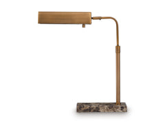 Adjustable Bronze LED Desk Lamp with Brown Marble Base - complete lamp - 1