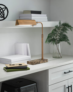 Adjustable Bronze LED Desk Lamp with Brown Marble Base - room setting; lamp only - 2
