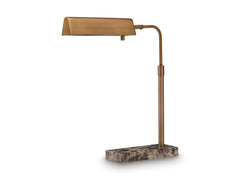 Adjustable Bronze LED Desk Lamp with Brown Marble Base - alternate complete view - 3