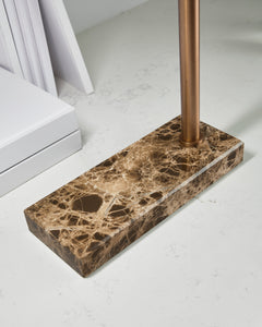 Adjustable Bronze LED Desk Lamp with Brown Marble Base - marble base detail - 4