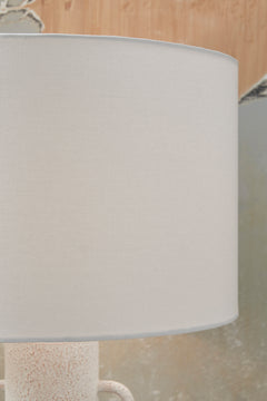 Distressed White Sculptural Metal Table Lamp - shade detail - 5