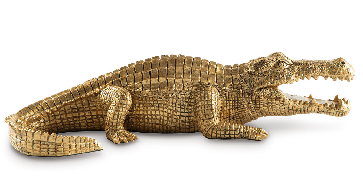 Antiqued Goldtone Alligator Sculpture - complete product