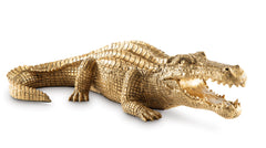 Antiqued Goldtone Alligator Sculpture - alternate side view - 4