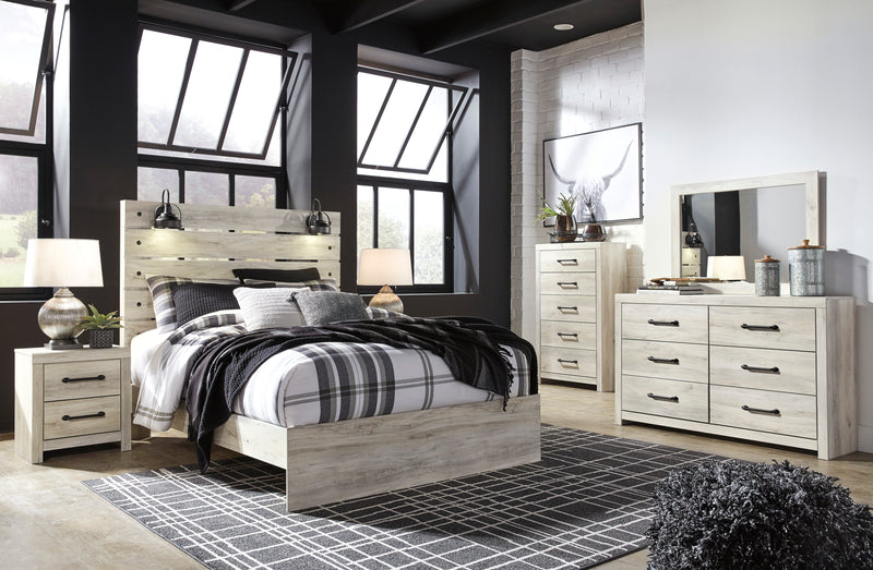 Whitewash Queen Panel Bed & Bedroom Storage Collection