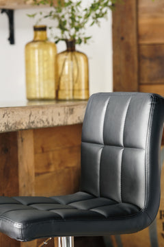 Black/Chrome Finish / Adjustable Height — Set of 2 Stools, product detail; 2 stools included; additional furniture and accessories excluded; view 2 - 2