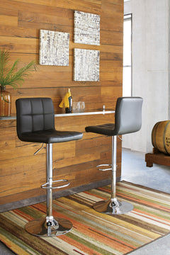 Black/Chrome Finish / Adjustable Height — Set of 2 Stools, additional product view; 2 stools included; additional furniture and accessories excluded; view 4 - 4