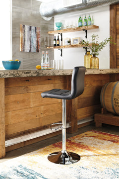 Black/Chrome Finish / Adjustable Height — Set of 2 Stools, room setting; 2 stools included; additional furniture and accessories excluded; view 5 - 5