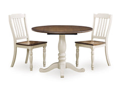 Antique White/Brown / Table + 2 Chairs, product view 2; includes table + 2 chairs; other furniture and accessories excluded - 12