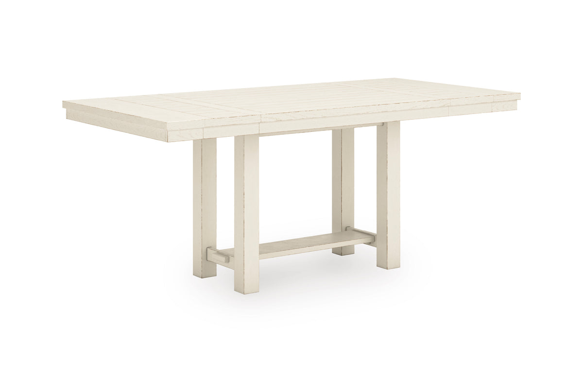 Antique White / Counter Height Table Only, angle view; one table included; chairs, stools and benches excluded; additional furniture and accessories excluded