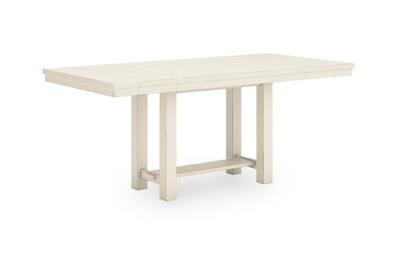 Antiqued White Counter Height Table and Seating Options