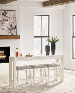 Antique White / 4-Piece Counter Dining Set: Table + 3 Stools, product view 1; includes 1 table, 3 stools; decorative accessories and other furniture excluded - 1