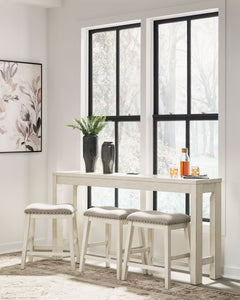Antique White / 4-Piece Counter Dining Set: Table + 3 Stools, product view 11; includes 1 table, 3 stools; decorative accessories and other furniture excluded - 11