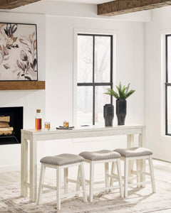 Antique White / 4-Piece Counter Dining Set: Table + 3 Stools, product view 2; includes 1 table, 3 stools; decorative accessories and other furniture excluded - 2