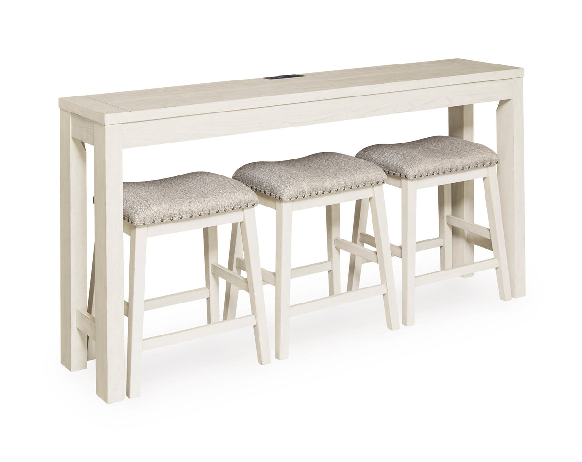 Antique White / 4-Piece Counter Dining Set: Table + 3 Stools, product view 5; includes 1 table, 3 stools; decorative accessories and other furniture excluded