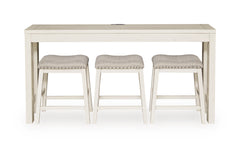Antique White / 4-Piece Counter Dining Set: Table + 3 Stools, product view 6; includes 1 table, 3 stools; decorative accessories and other furniture excluded - 6