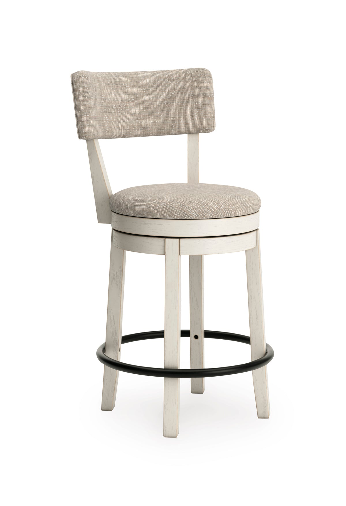 Antique White / Open Back — Set of 2 Stools, angle view; matching pair included; additional furniture and accessories excluded