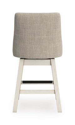 Antique White / Fully Upholstered Back — Set of 2 Stools, back view; matching pair included; additional furniture and accessories excluded - 10