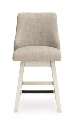 Antique White / Fully Upholstered Back — Set of 2 Stools, front view; matching pair included; additional furniture and accessories excluded - 12