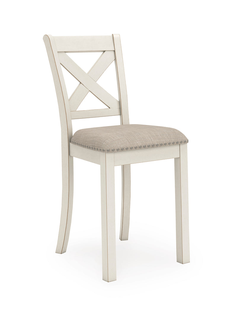 Antique White X-Back Counter Stools with Upholstered Seats, Set of 2