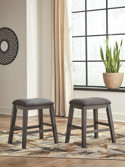Antiqued Gray Backless Counter Stools, Set of 2