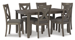 Gray / 7-Piece Dining Set: Table + 6 Chairs, product view 1; includes 1 table, 6 chairs; decorative accessories and other furniture excluded - 1