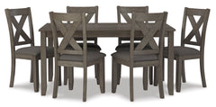 Gray / 7-Piece Dining Set: Table + 6 Chairs, product view 3; includes 1 table, 6 chairs; decorative accessories and other furniture excluded - 3