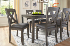Gray / 7-Piece Dining Set: Table + 6 Chairs, product view 4; includes 1 table, 6 chairs; decorative accessories and other furniture excluded - 4
