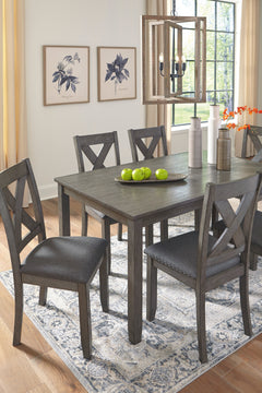 Gray / 7-Piece Dining Set: Table + 6 Chairs, product view 5; includes 1 table, 6 chairs; decorative accessories and other furniture excluded - 5
