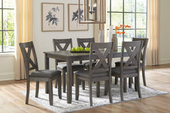 Gray / 7-Piece Dining Set: Table + 6 Chairs, product view 7; includes 1 table, 6 chairs; decorative accessories and other furniture excluded - 7