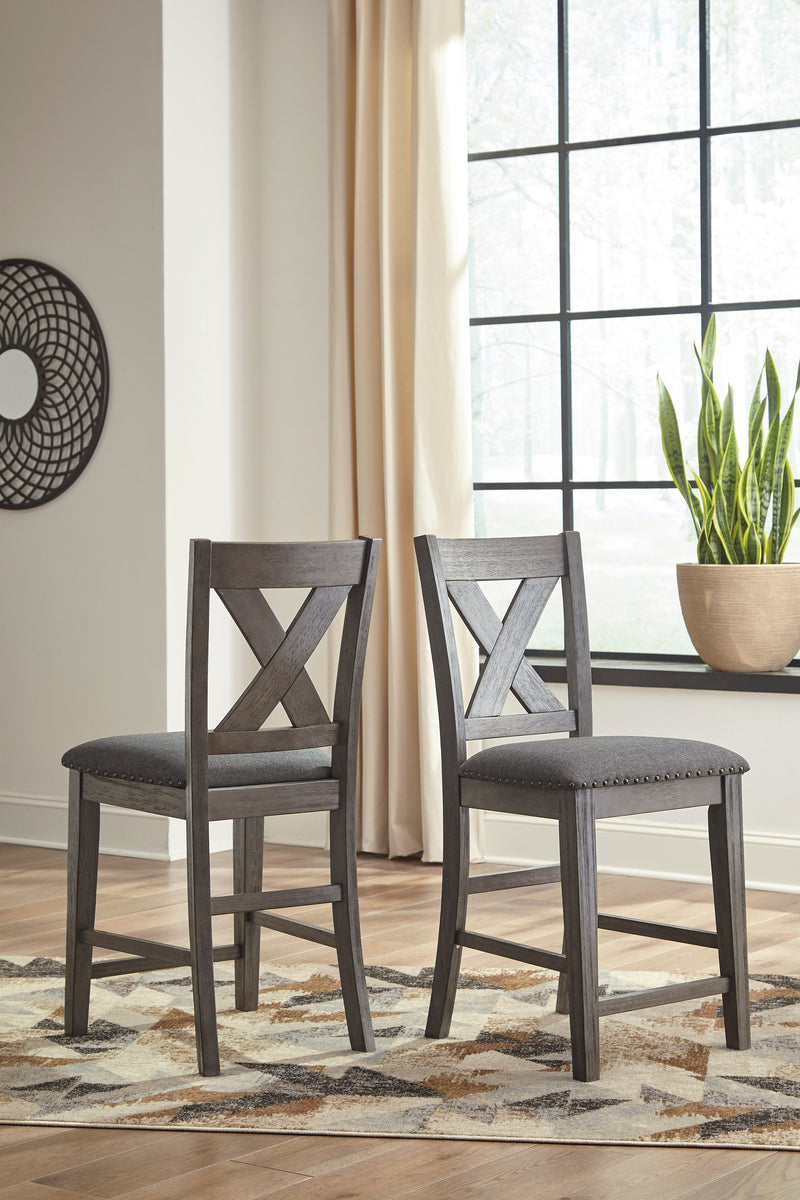 Antiqued Gray X-Back Counter Stools, Set of 2