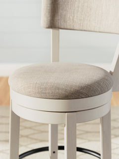 Antique White / 2 Open-Back Swivel Counter Stools, product view 5; included: two open-back swivel counter stools; table and bench excluded; other furniture and accessories excluded - 42
