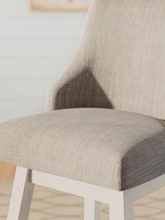 Antique White / 2 Fully Covered-Back Swivel Counter Stools, product view 3; included: two fully covered-back swivel counter stools; table and bench excluded; other furniture and accessories excluded - 51