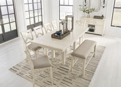 Antique White / Counter Height Bench, product view 4; included: one counter-height bench; table and stools excluded; other furniture and accessories excluded - 61