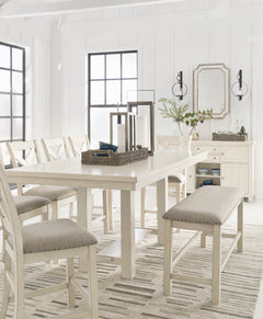 Antique White / Counter Height Bench, product view 5; included: one counter-height bench; table and stools excluded; other furniture and accessories excluded - 62