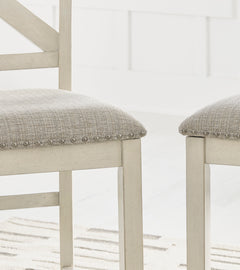 Antique White / 2 X-Back Counter Stools, product view 4; included: two x-back counter stools; table and bench excluded; other furniture and accessories excluded - 29