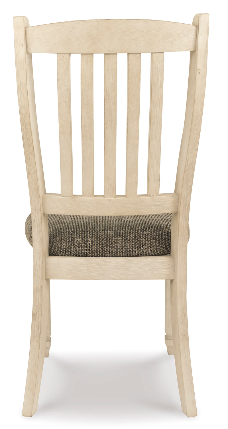 Antiqued White Rake-Back Dining Chairs, Set of 2