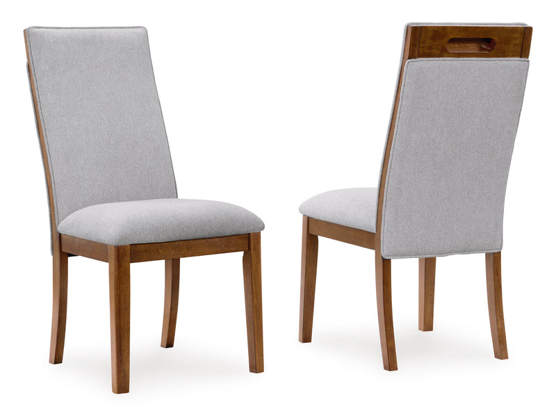 Beige Upholstered Dining Chairs with Cutout Handles, Set of 2