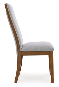 beige and brown upholstered dining chairs, single chair side profile - 5