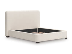 Beige California King upholstered bed, frame without mattress - 14