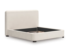 Beige King upholstered bed, frame without mattress - 8